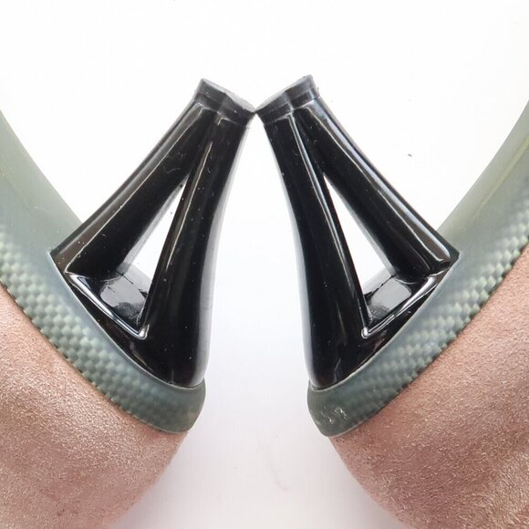 Asgi Beige Suede Leather Square Toe Heeled Chelsea Ankle Boots Booties 7.5 - Picture 4 of 16